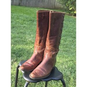 Nicole Womens Brown Leather Pull On Knee High Riding Boots Size 7.5 M